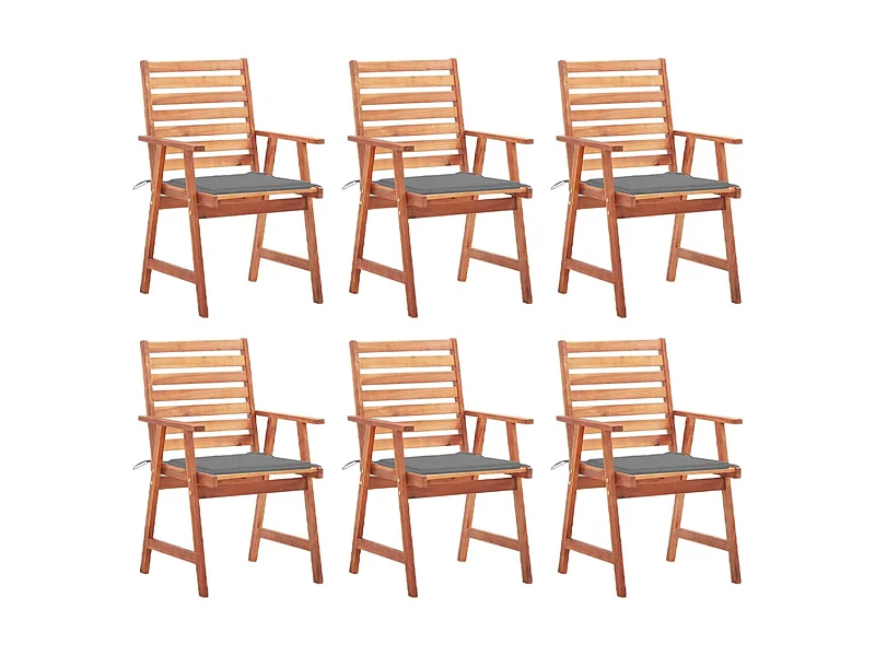 Chaises à dîner d'extérieur 6 pcs avec coussins Acacia massif 13
