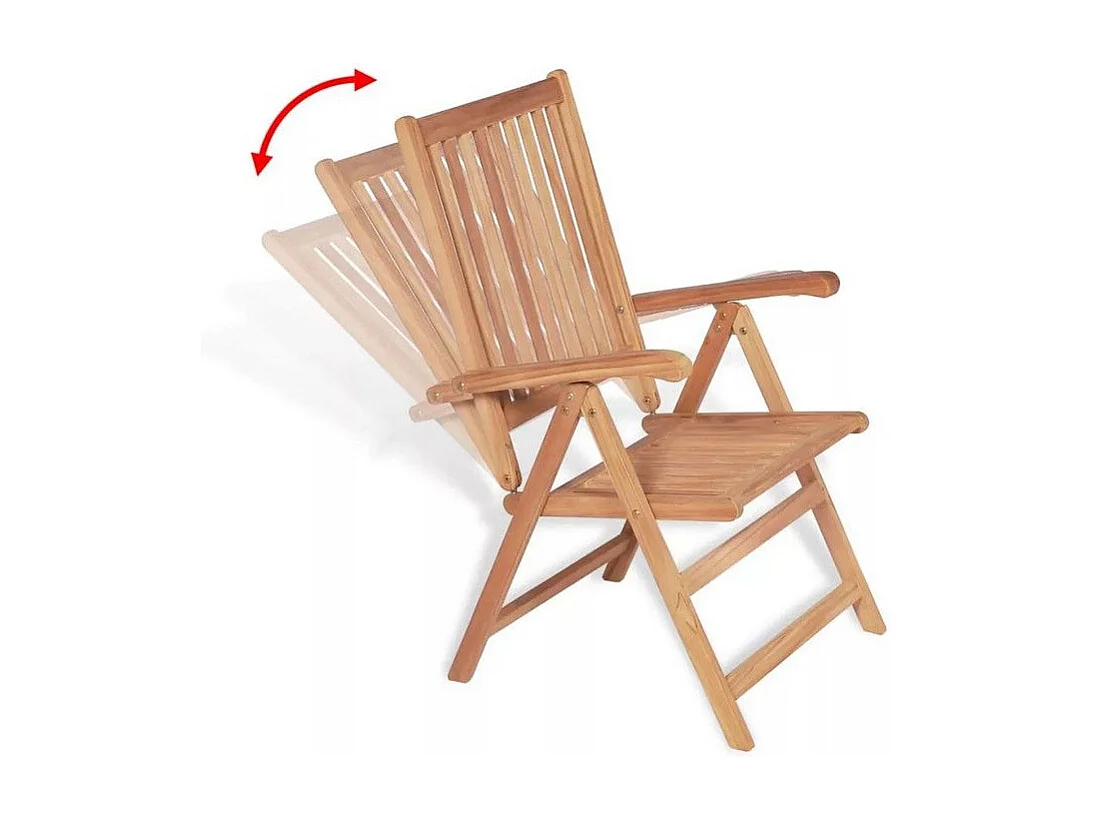 Chaise de jardin pliante teck massif clair Alida - Lot de 2