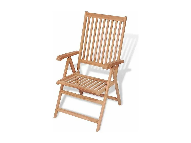 Chaise de jardin pliante teck massif clair Alida - Lot de 2