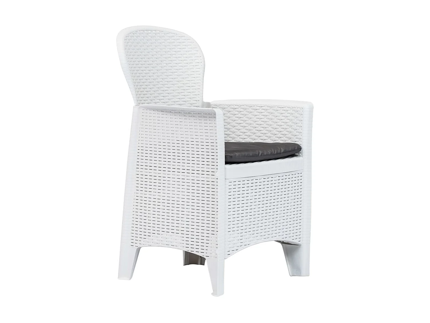Chaise de jardin 2 pcs et coussin Blanc Plastique Aspect rotin