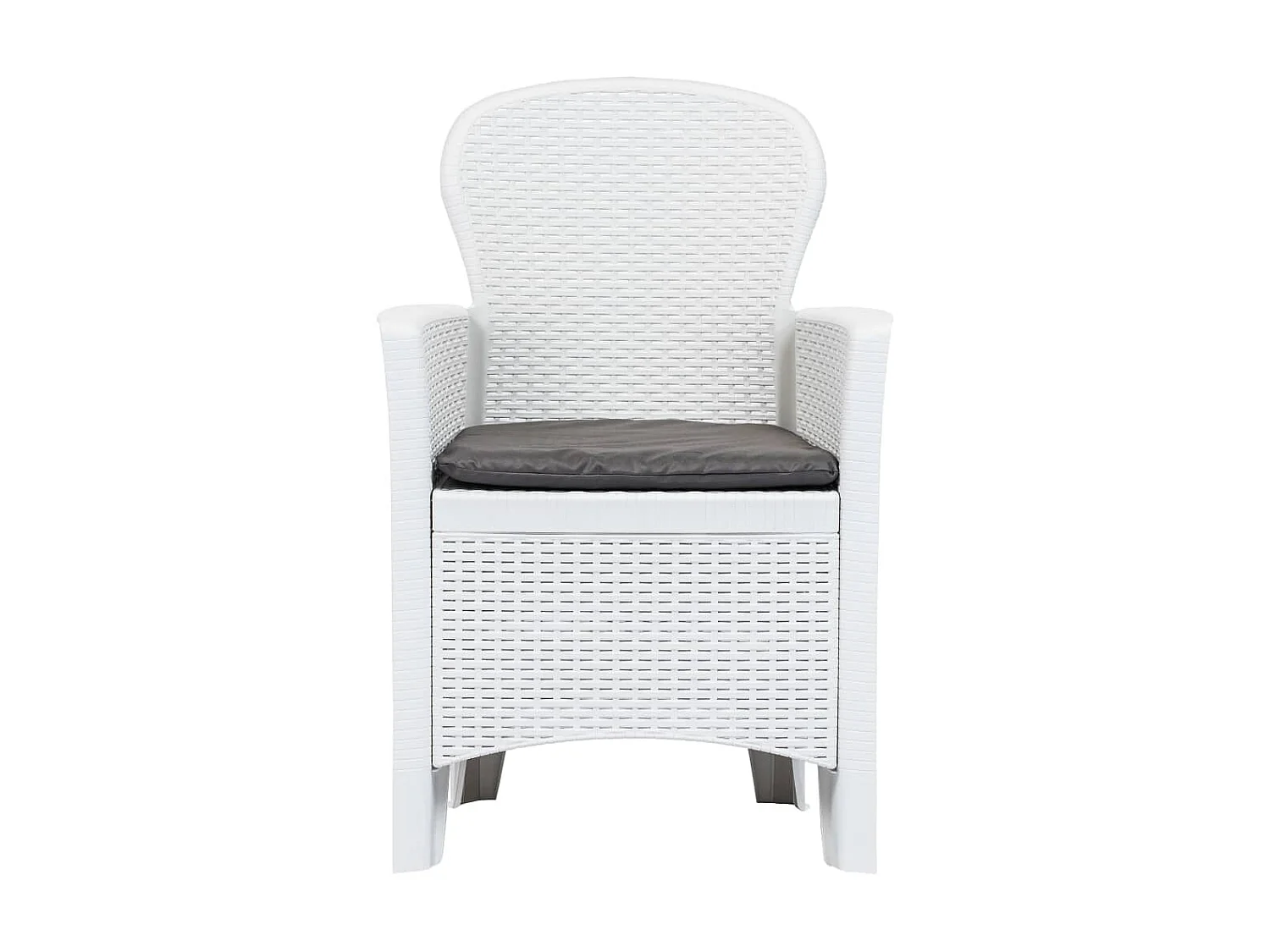 Chaise de jardin 2 pcs et coussin Blanc Plastique Aspect rotin