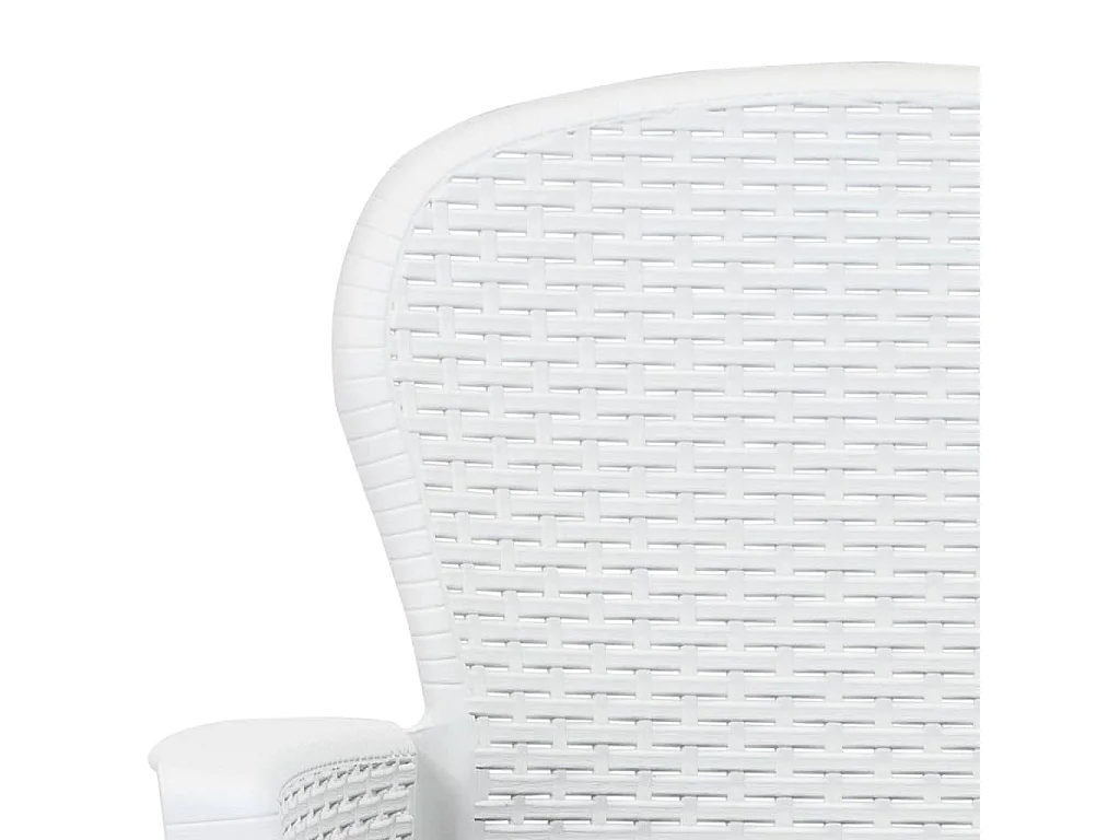 Chaise de jardin 2 pcs et coussin Blanc Plastique Aspect rotin