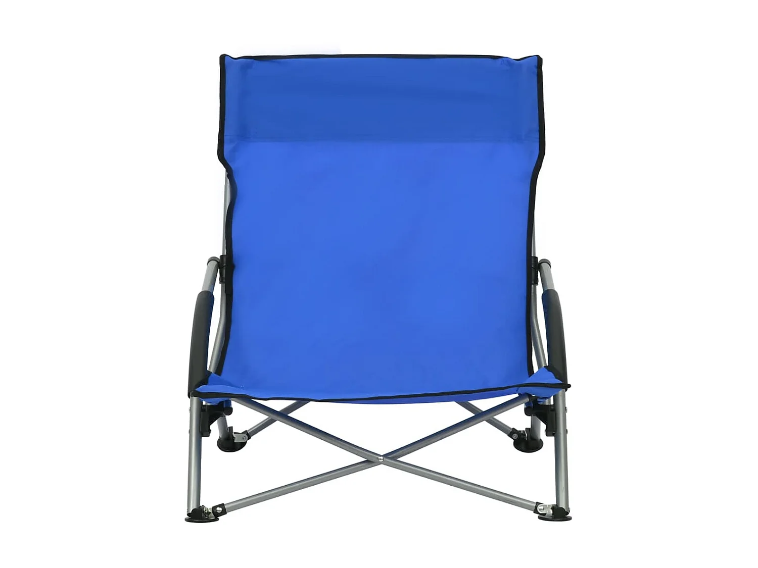 Chaises de plage pliables 2 pcs Bleu Tissu 3