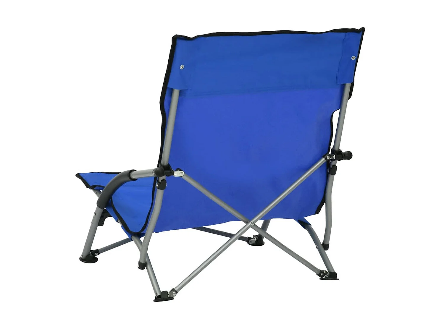 Chaises de plage pliables 2 pcs Bleu Tissu 3