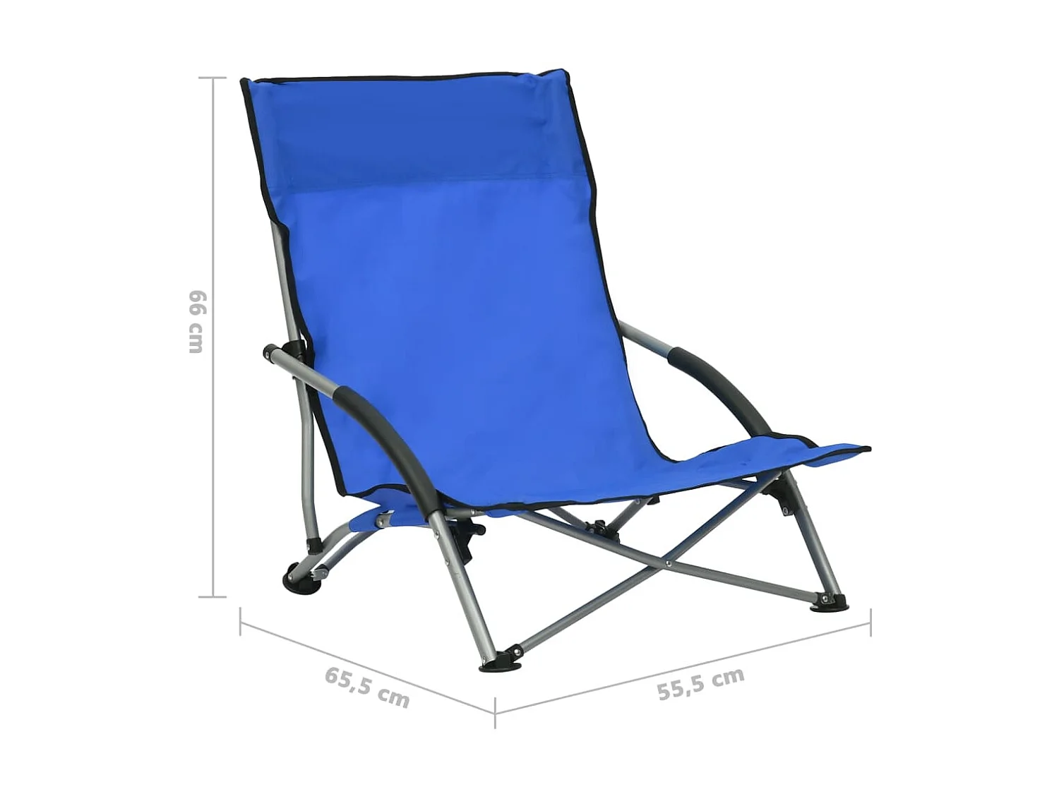 Chaises de plage pliables 2 pcs Bleu Tissu 3