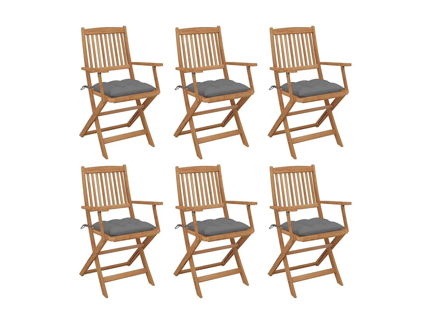 Chaises pliables de jardin 6 pcs avec coussins Bois d'acacia 41