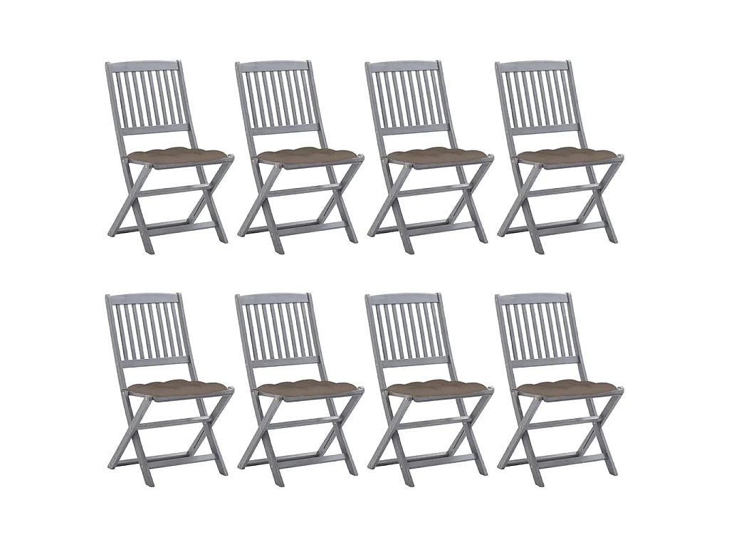 Chaises pliables d'extérieur 8 pcs avec coussins Bois d'acacia 49