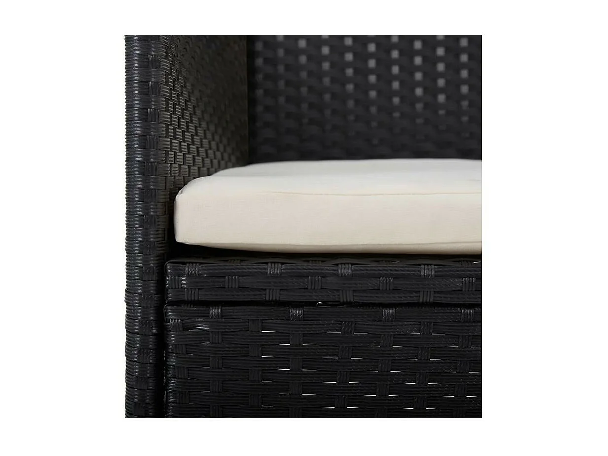 Chaise de jardin tissu et résine tressée noire Fatis - Lot de 2