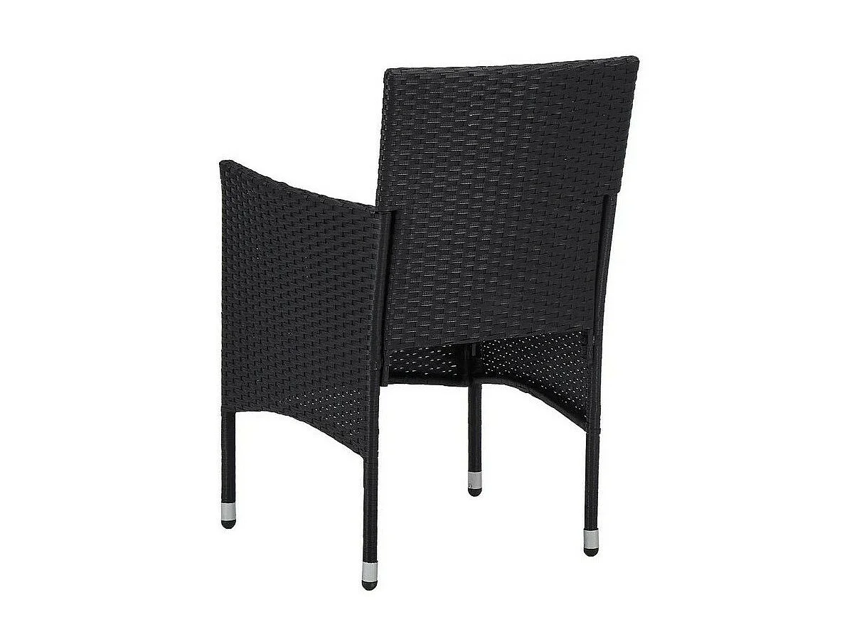Chaise de jardin tissu et résine tressée noire Fatis - Lot de 2