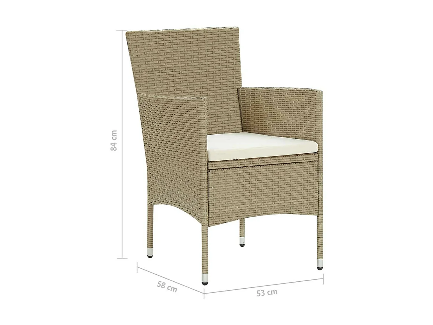 Chaises à manger de jardin 4 pcs Résine tressée Beige