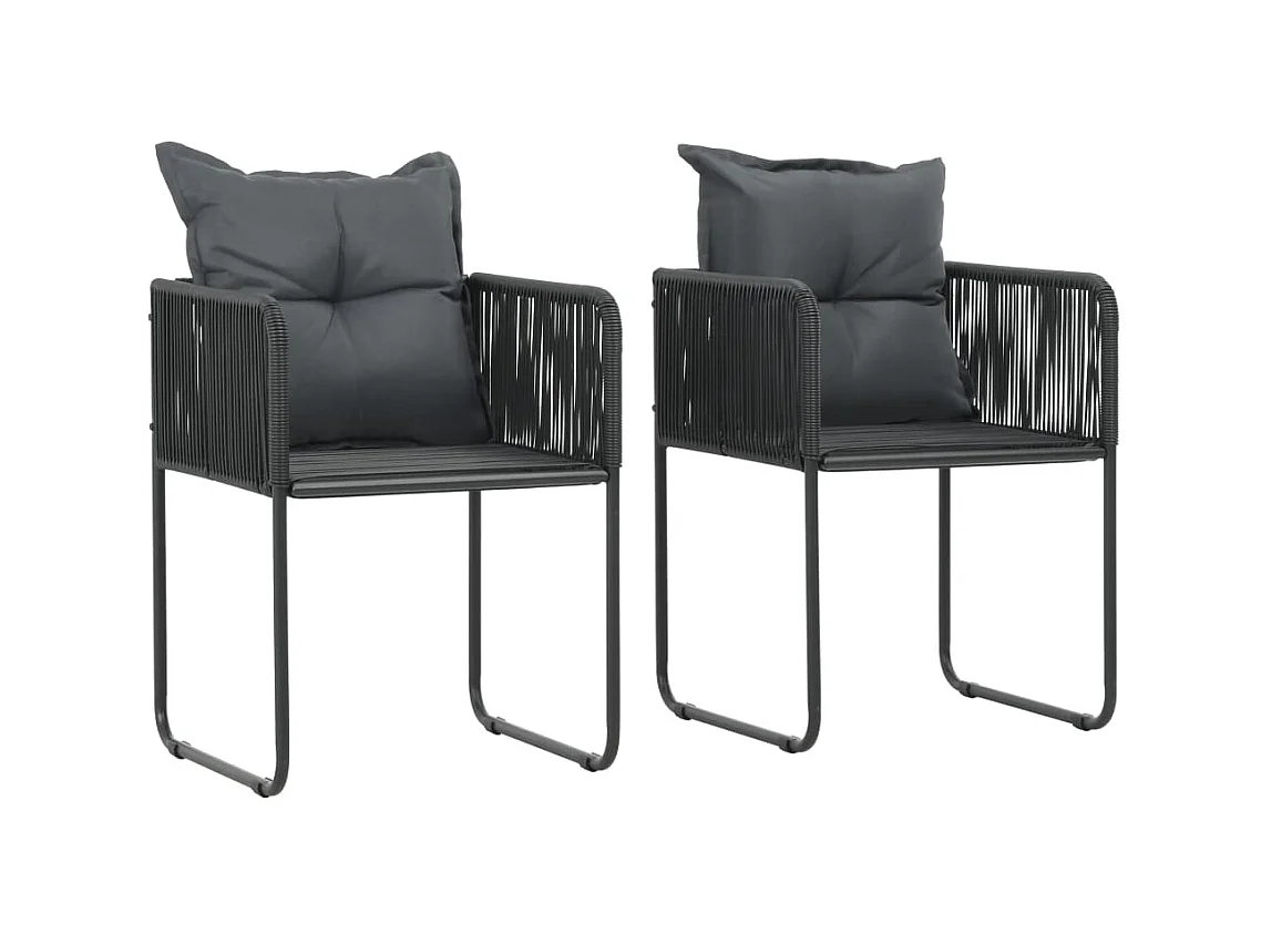 Chaises d'extérieur 2 pcs avec oreillers Résine tressée Noir