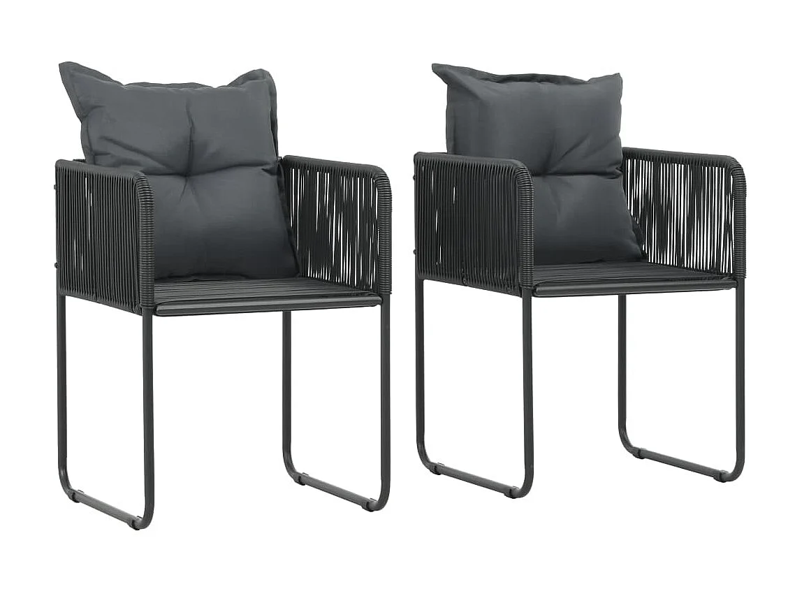 Chaises d'extérieur 2 pcs avec oreillers Résine tressée Noir