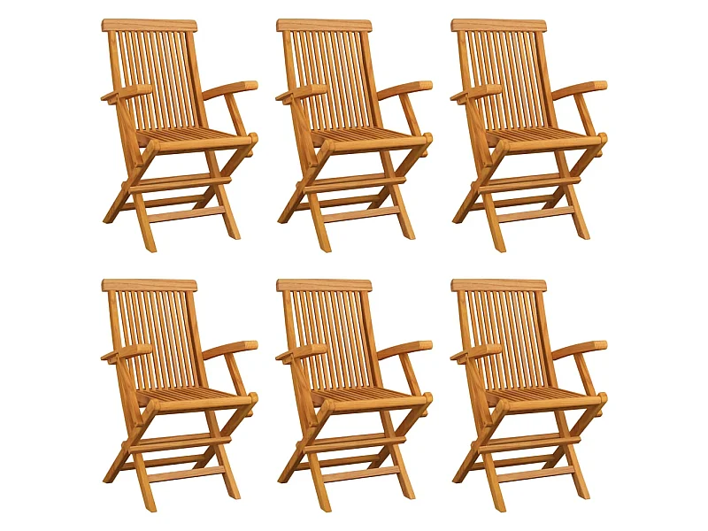 Chaises pliables de jardin 6 pcs Bois de teck solide 3