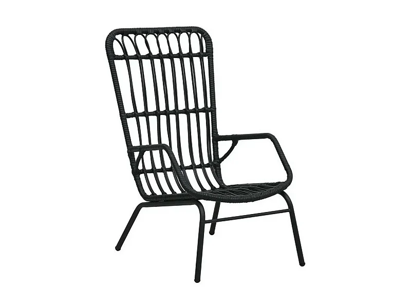 Chaise de jardin résine tressée et métal noir Andea