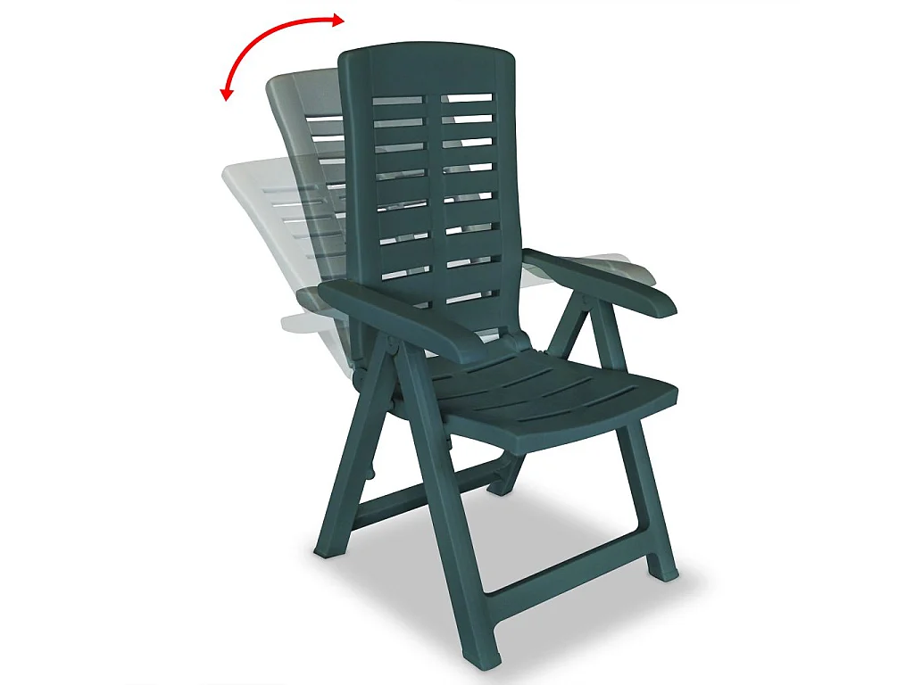 Chaises inclinables de jardin 6 pcs Plastique Vert 2