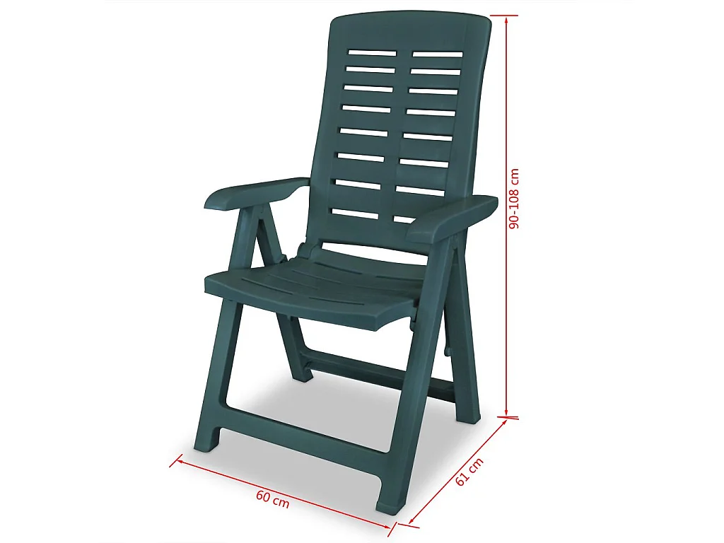 Chaises inclinables de jardin 6 pcs Plastique Vert 2