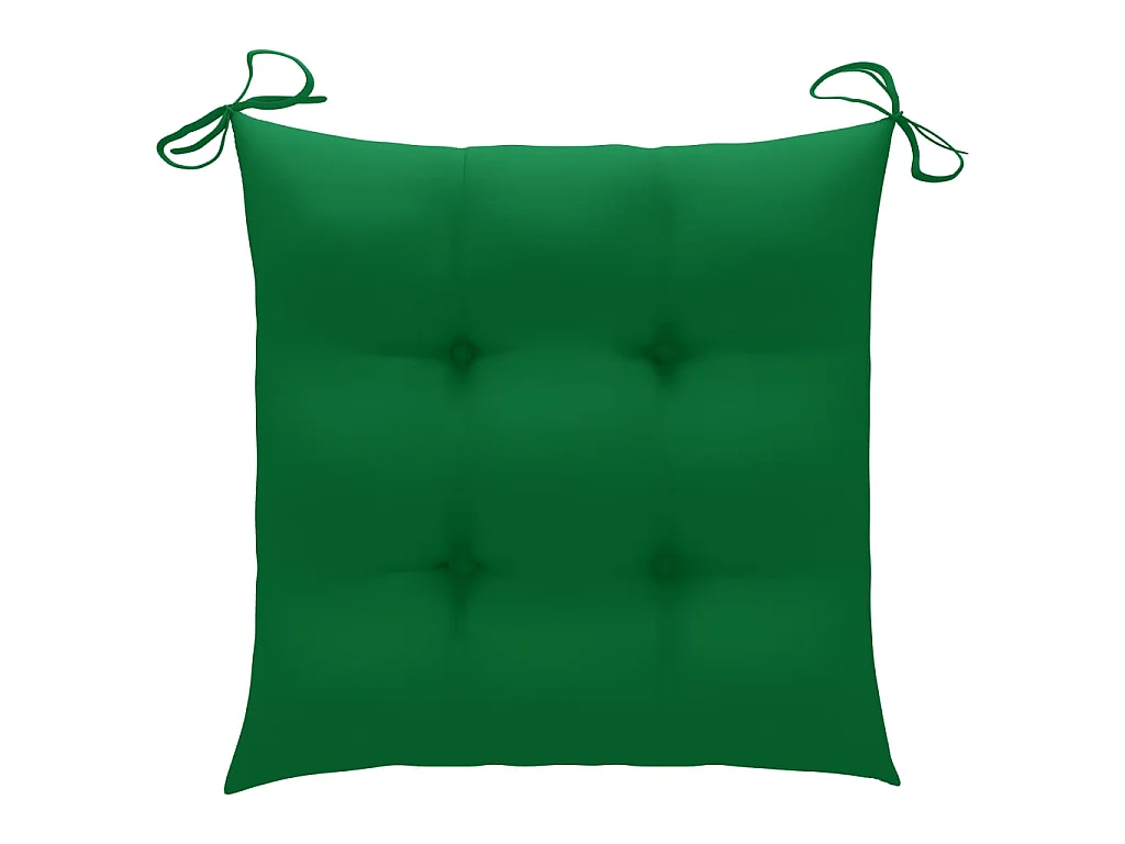 Chaises de jardin avec coussins vert 4 pcs Bois de teck massif