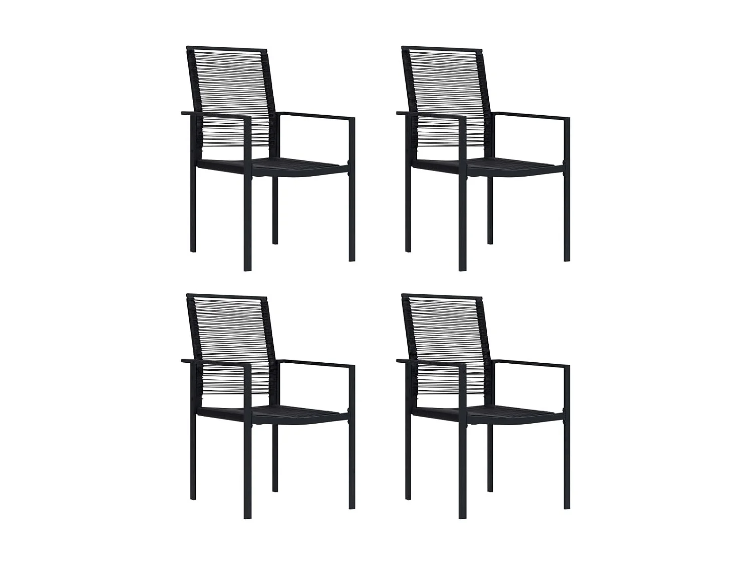 Chaises de jardin 4 pcs Rotin PVC Noir