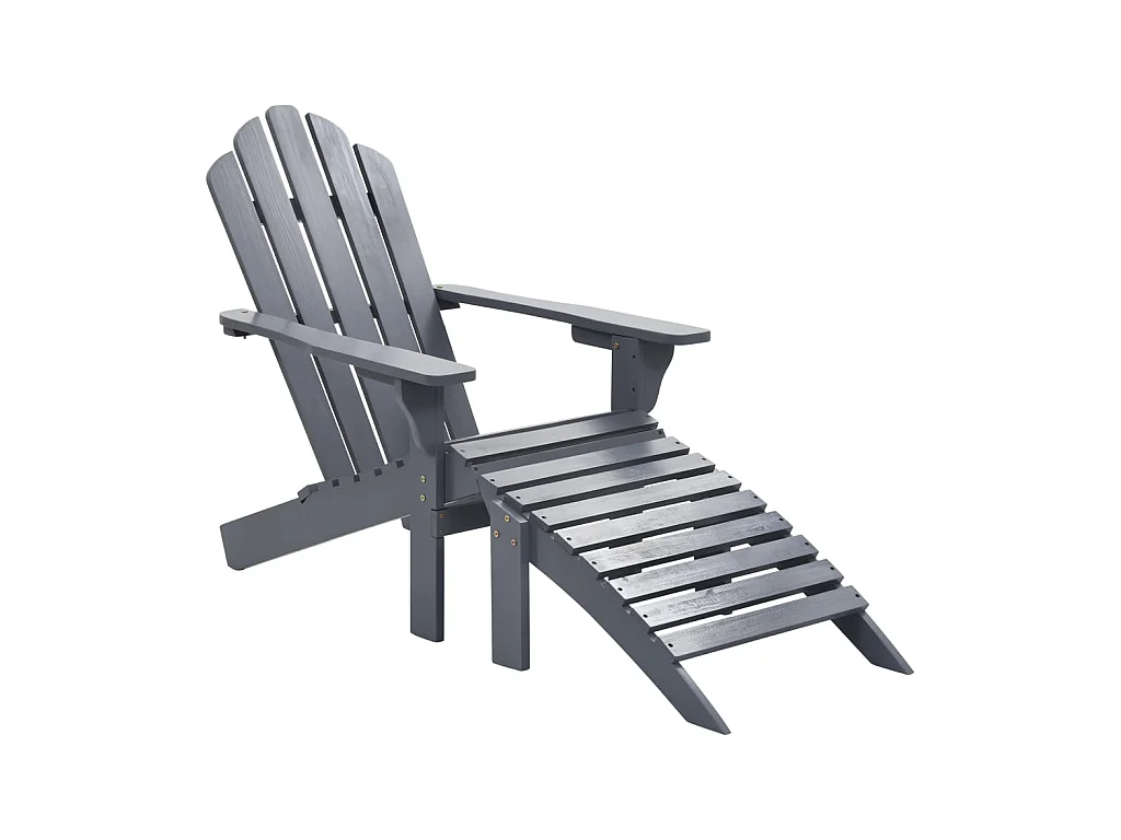 Chaise de jardin avec pouf Bois Gris