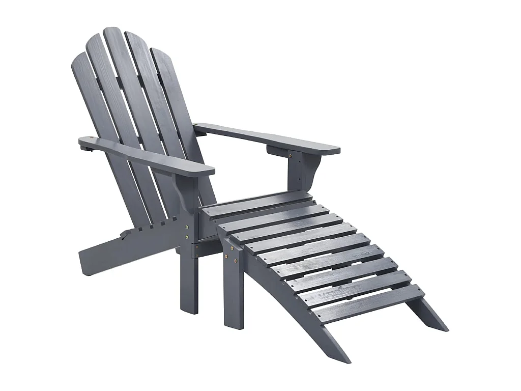 Chaise de jardin avec pouf Bois Gris