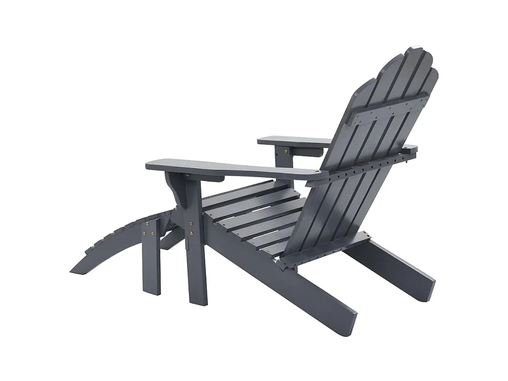 Chaise de jardin avec pouf Bois Gris