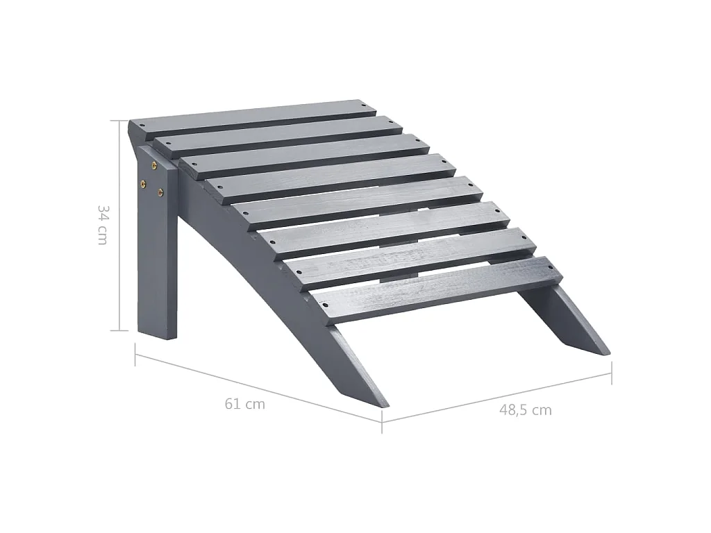 Chaise de jardin avec pouf Bois Gris