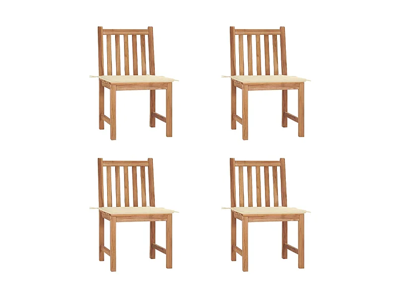 Chaises de jardin 4 pcs avec coussins Bois de teck massif 5