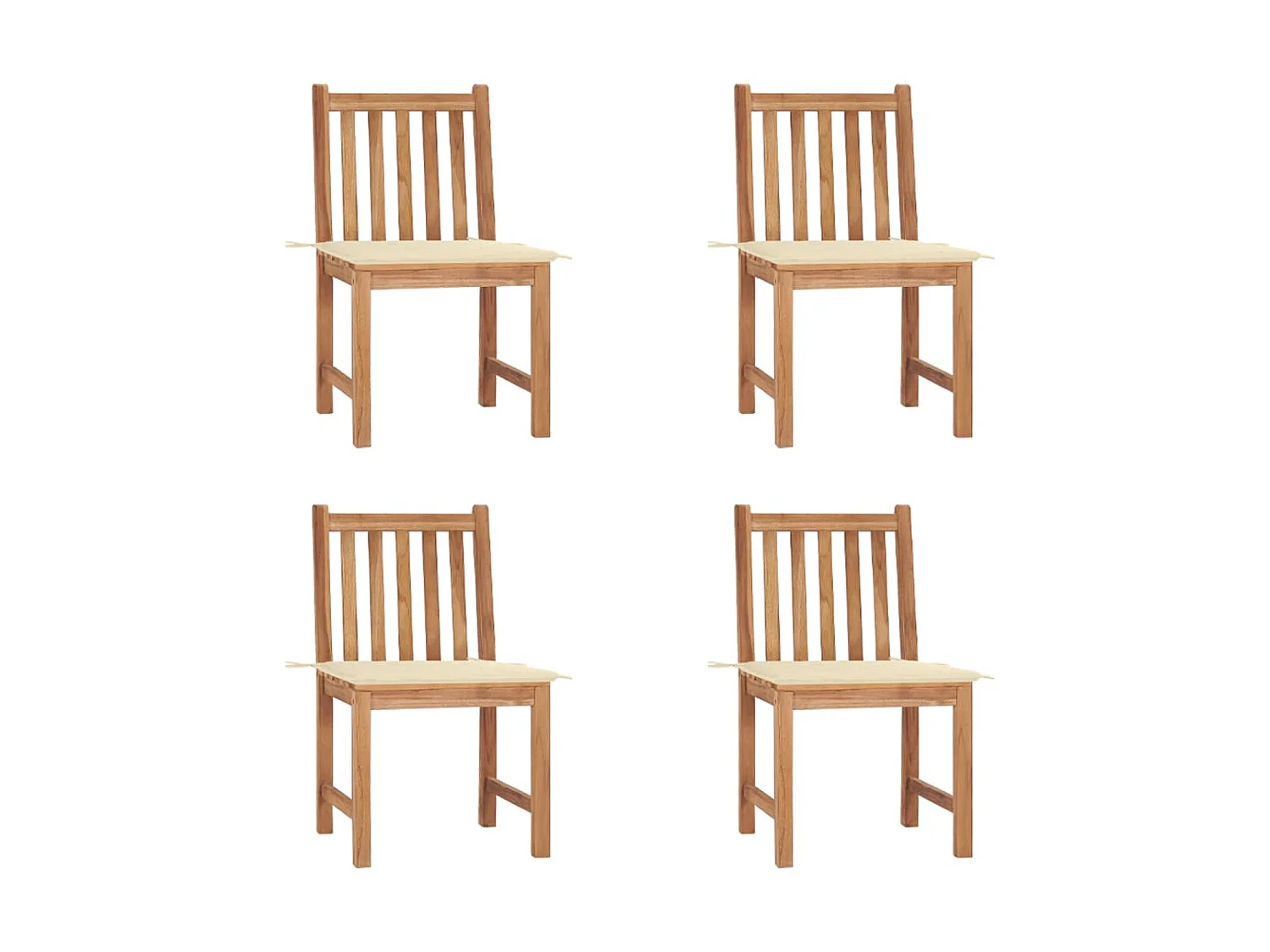 Chaises de jardin 4 pcs avec coussins Bois de teck massif 5