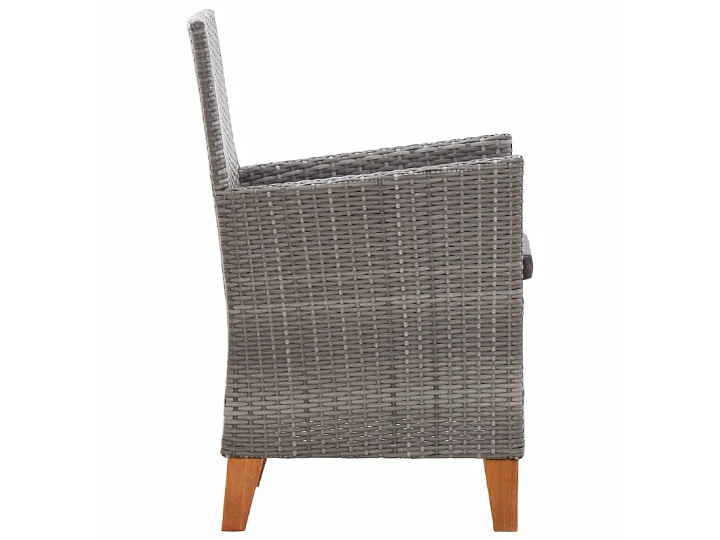 Chaises de jardin 2 pcs avec coussins Résine tressée Gris