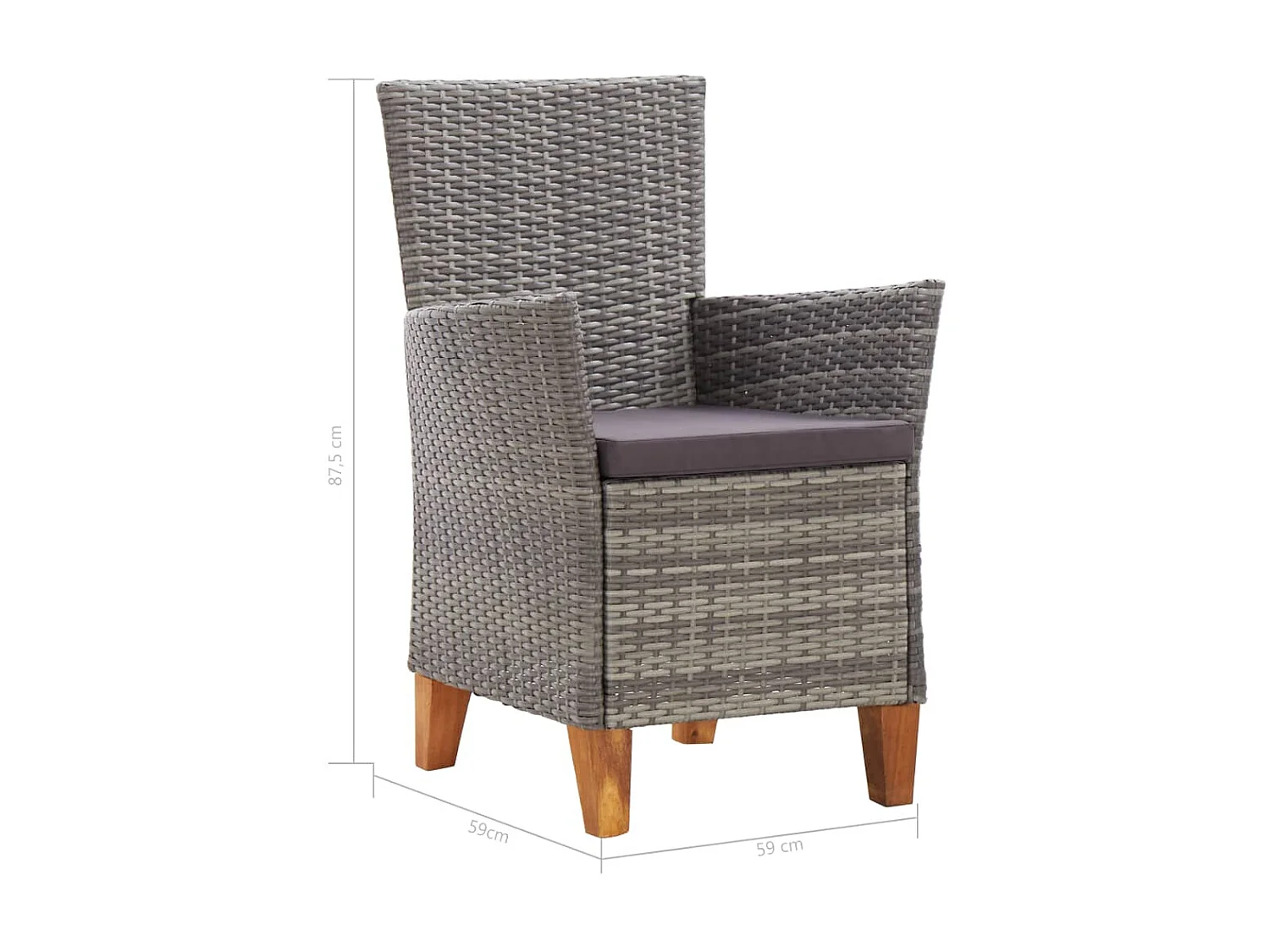 Chaises de jardin 2 pcs avec coussins Résine tressée Gris