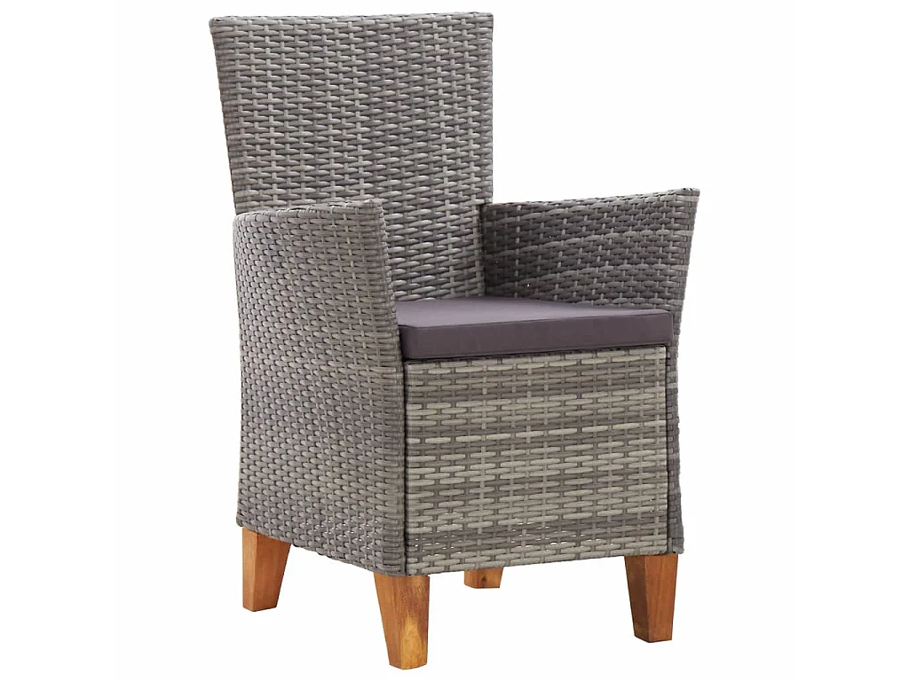 Chaises de jardin 2 pcs avec coussins Résine tressée Gris