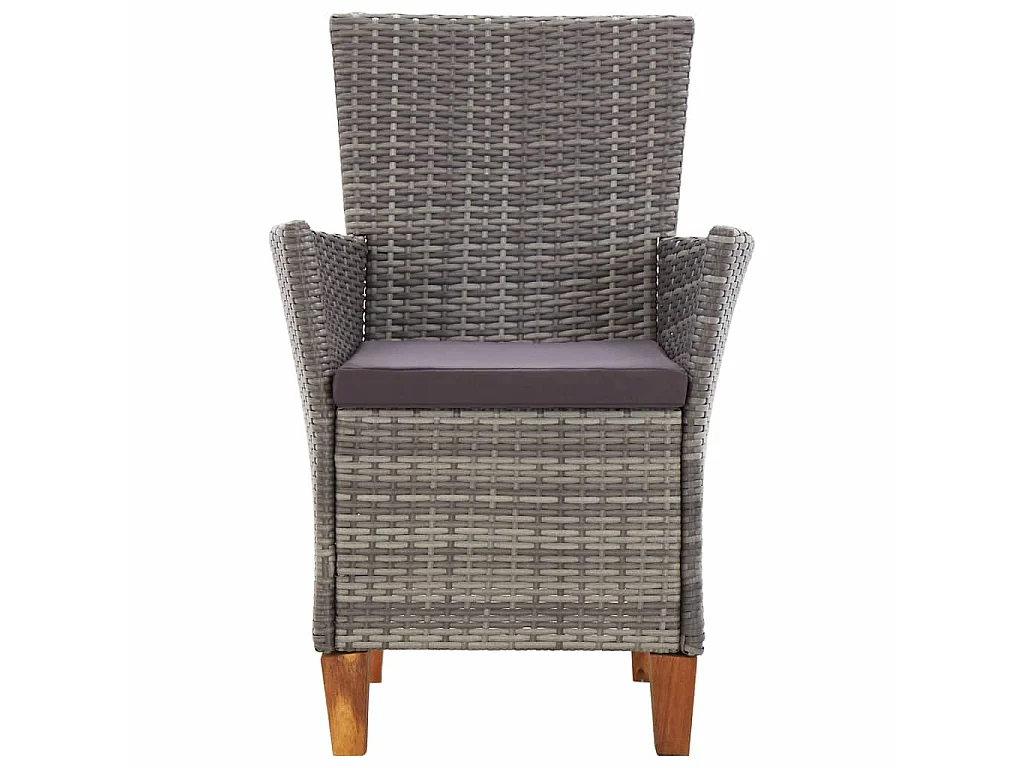 Chaises de jardin 2 pcs avec coussins Résine tressée Gris