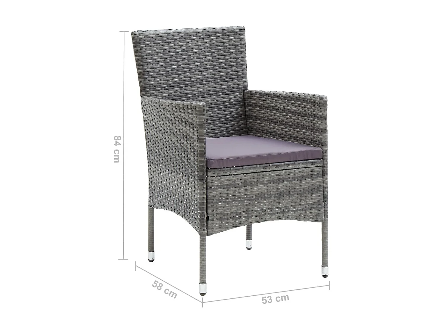 Chaises de salle à manger de jardin 4 pcs Résine tressée Gris 2