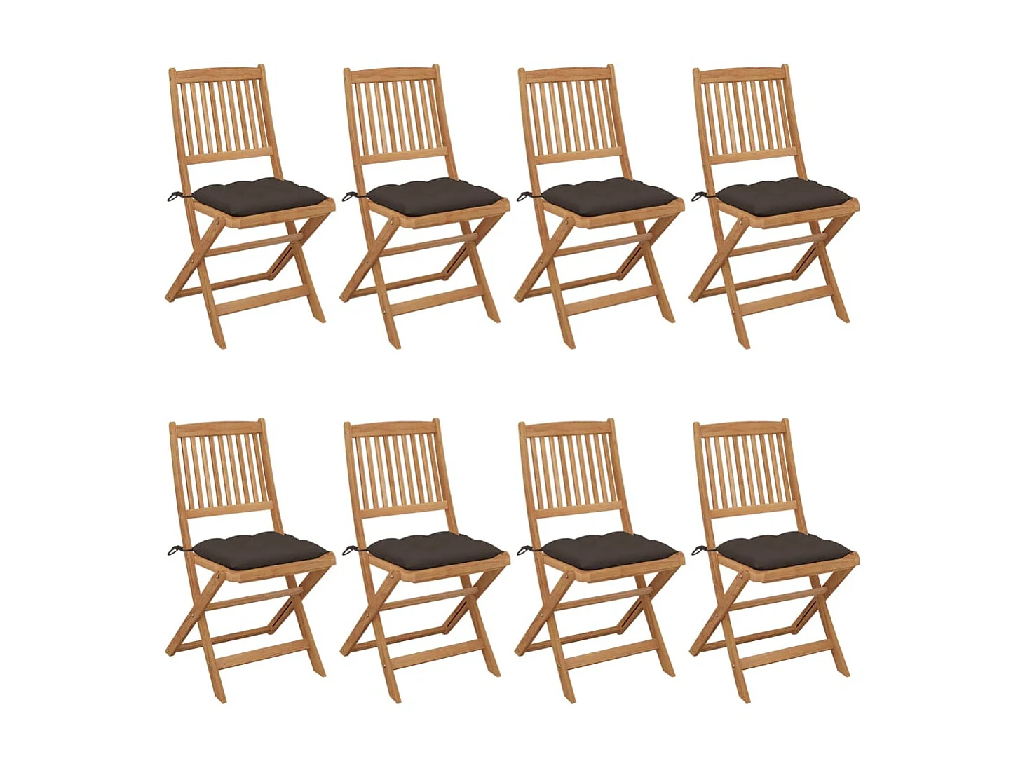 Chaises pliables de jardin 8 pcs avec coussins Bois d'acacia 27