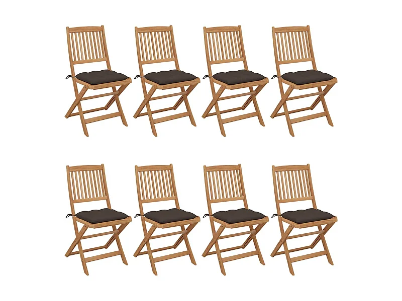 Chaises pliables de jardin 8 pcs avec coussins Bois d'acacia 27
