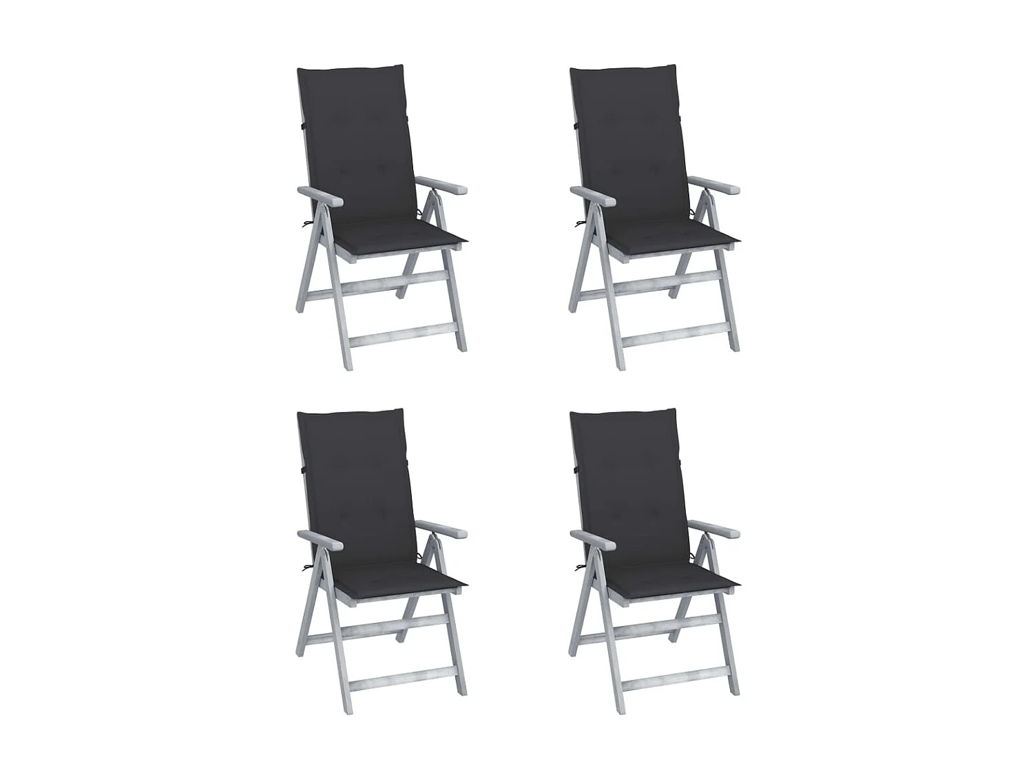 Chaises inclinables de jardin 4 pcs avec coussins Bois d'acacia 55