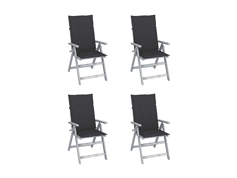 Chaises inclinables de jardin 4 pcs avec coussins Bois d'acacia 55
