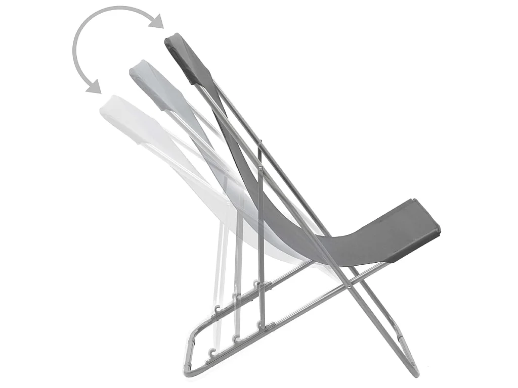 Chaises de plage pliables 2 pcs Acier et tissu oxford Gris