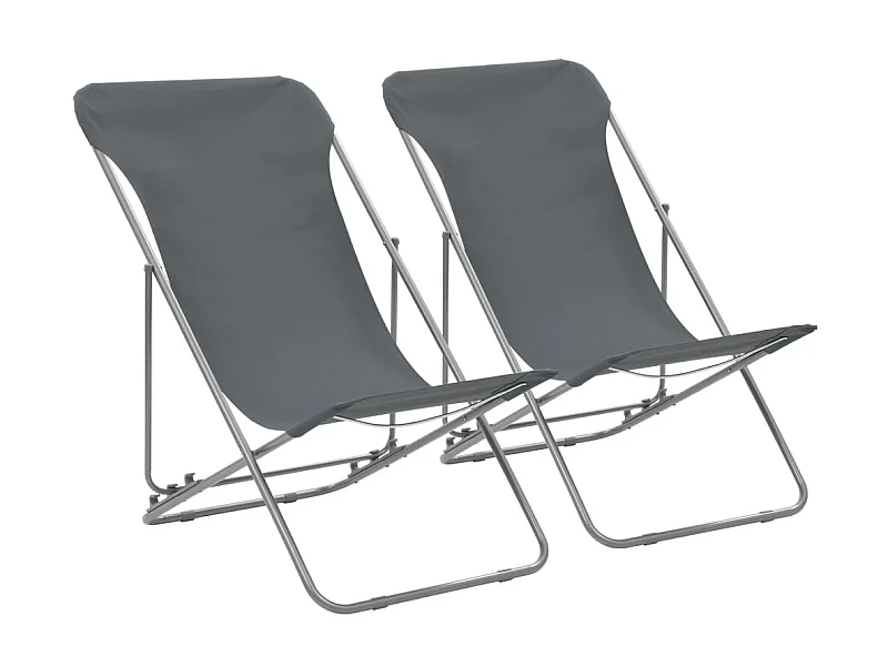 Chaises de plage pliables 2 pcs Acier et tissu oxford Gris