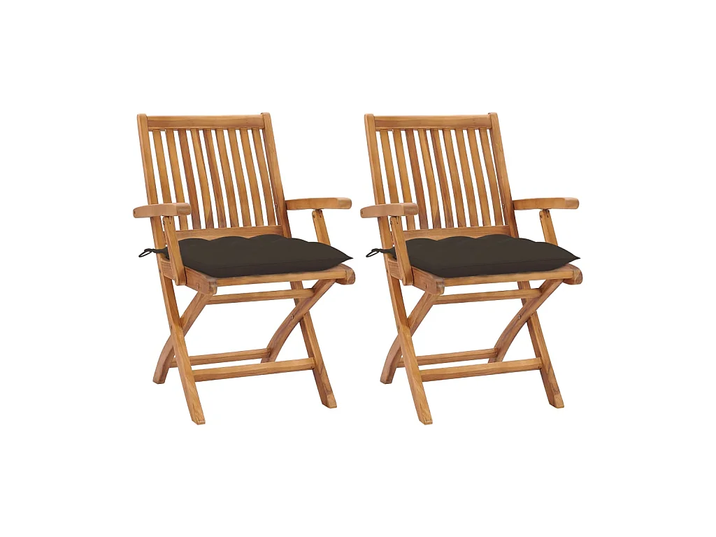 Chaises de jardin 2 pcs avec coussins taupe Bois de teck massif 12