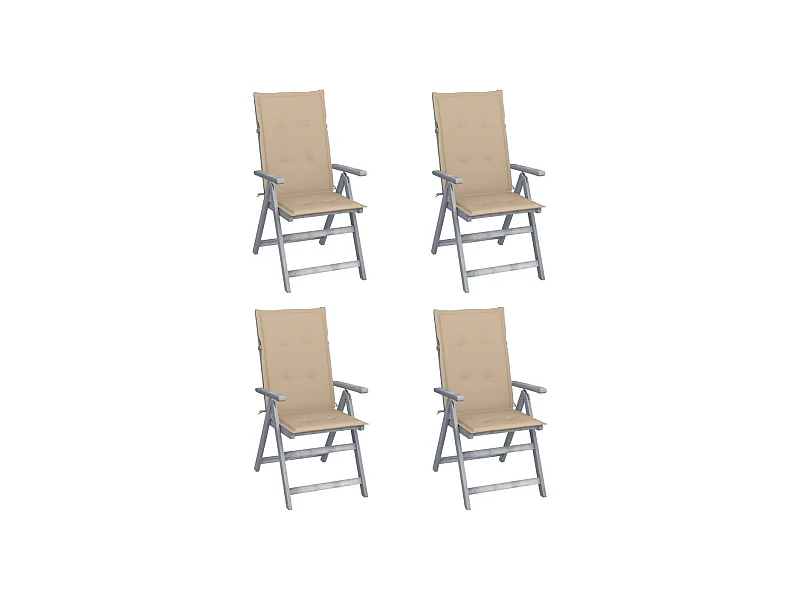 Chaises inclinables de jardin 4 pcs avec coussins Bois d'acacia 28