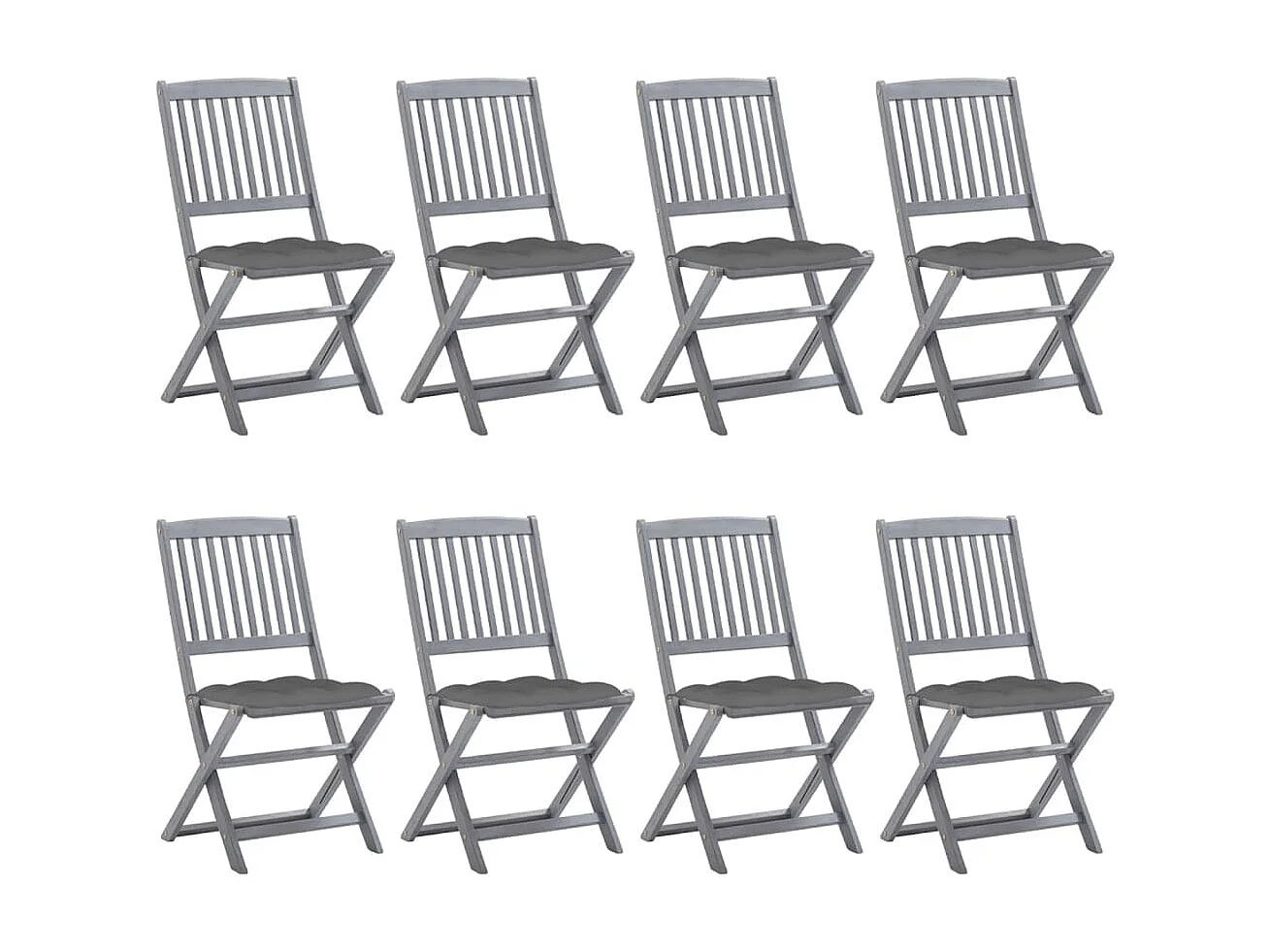Chaises pliables d'extérieur 8 pcs avec coussins Bois d'acacia 19