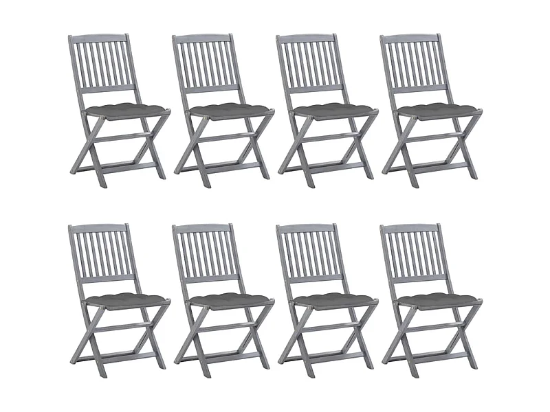 Chaises pliables d'extérieur 8 pcs avec coussins Bois d'acacia 19
