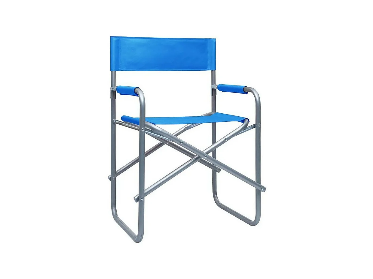 Chaise de jardin pliable bleu et métal gris Acini - Lot de 2