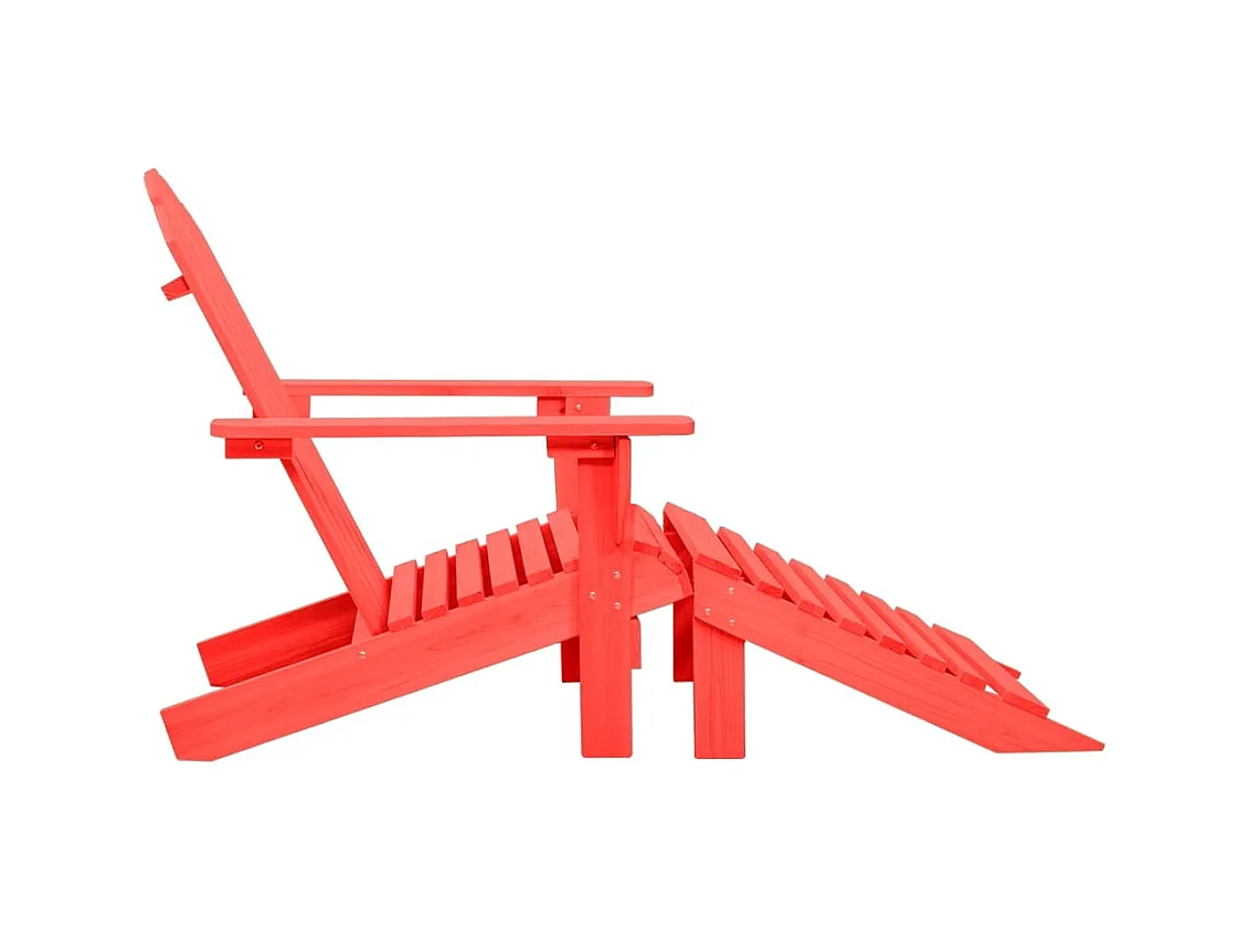 Chaise de jardin Adirondack avec pouf Bois de sapin Rouge