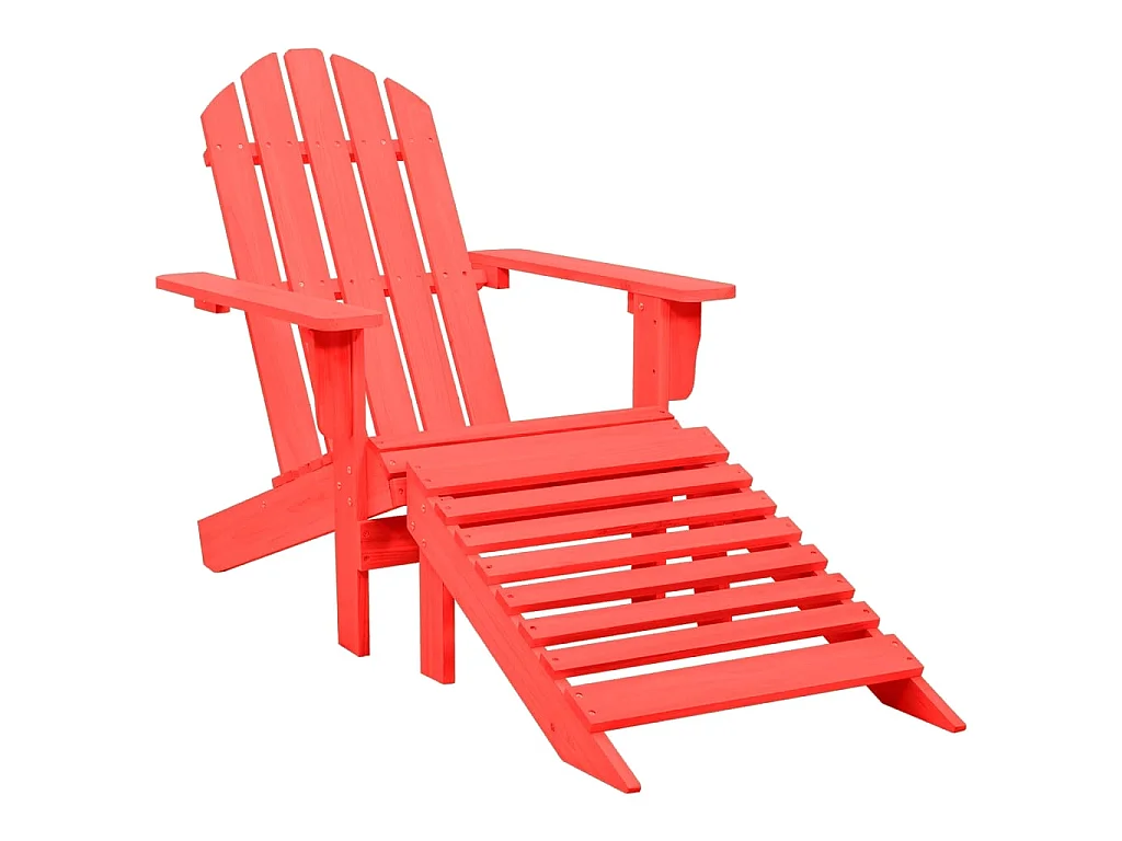 Chaise de jardin Adirondack avec pouf Bois de sapin Rouge