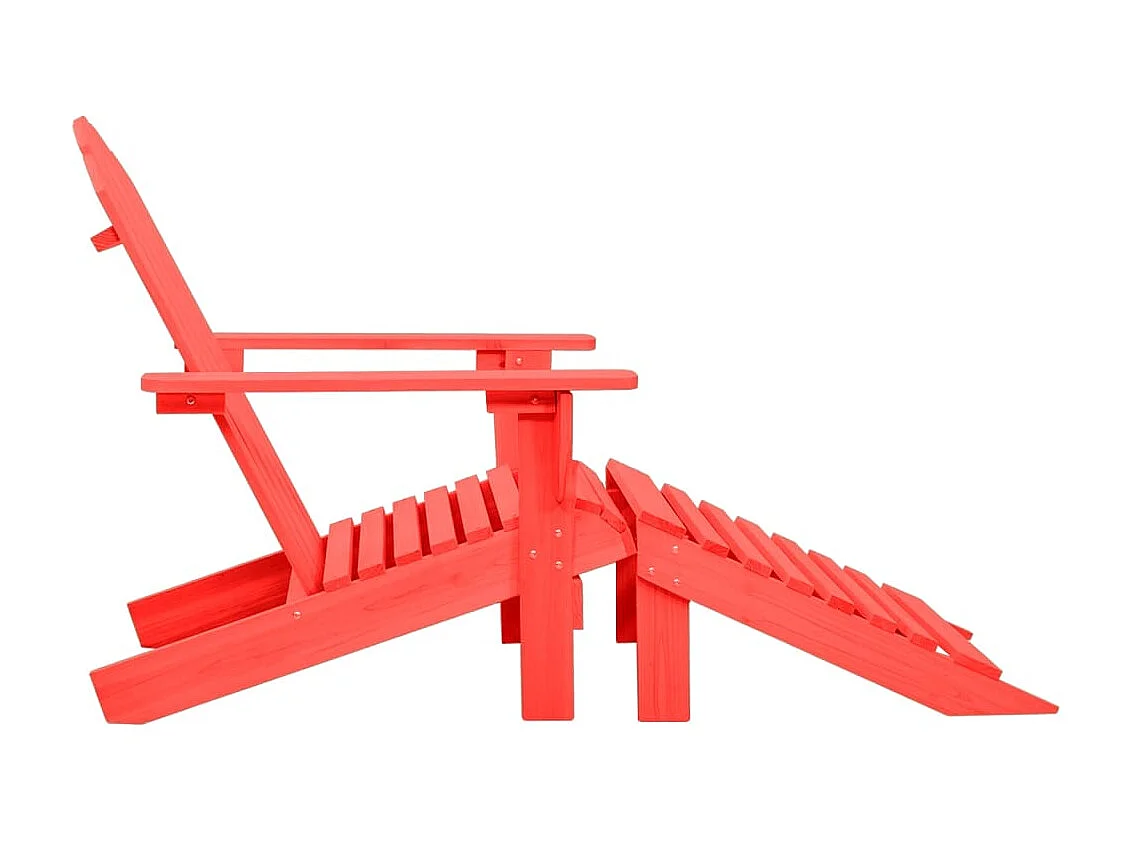 Chaise de jardin Adirondack avec pouf Bois de sapin Rouge
