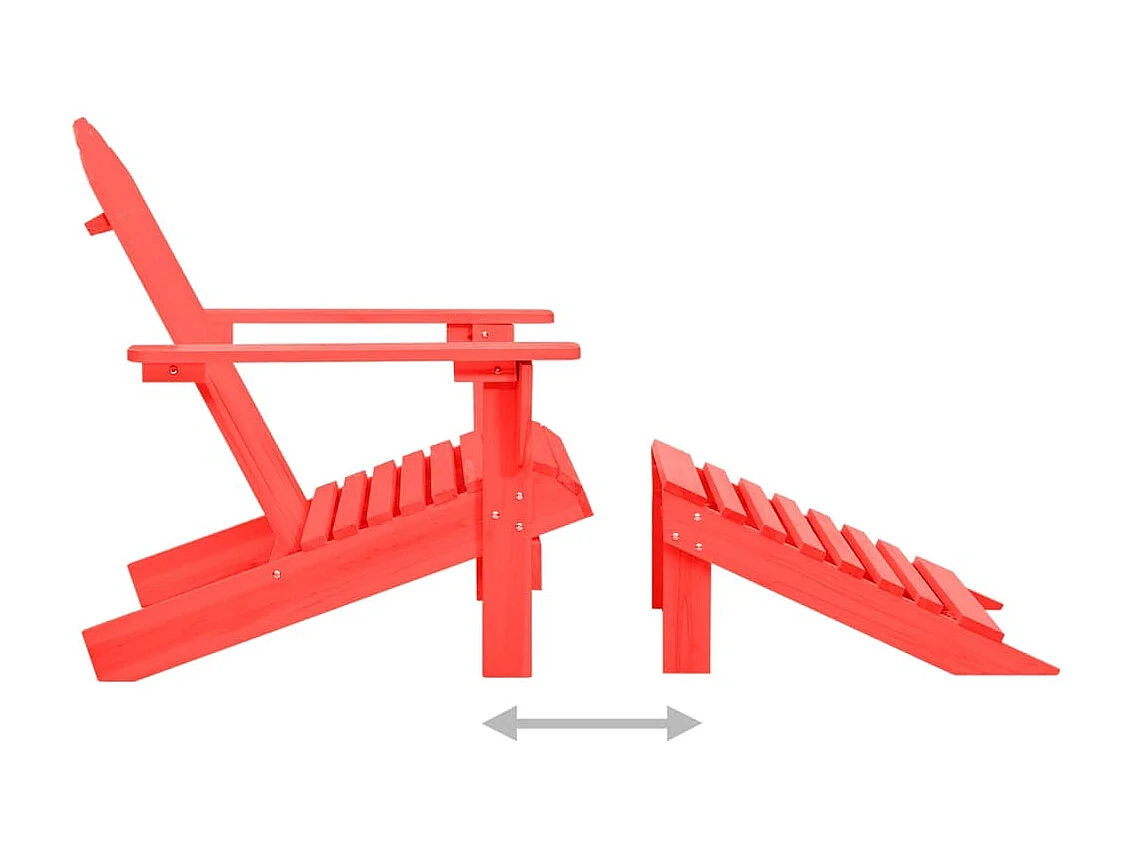 Chaise de jardin Adirondack avec pouf Bois de sapin Rouge