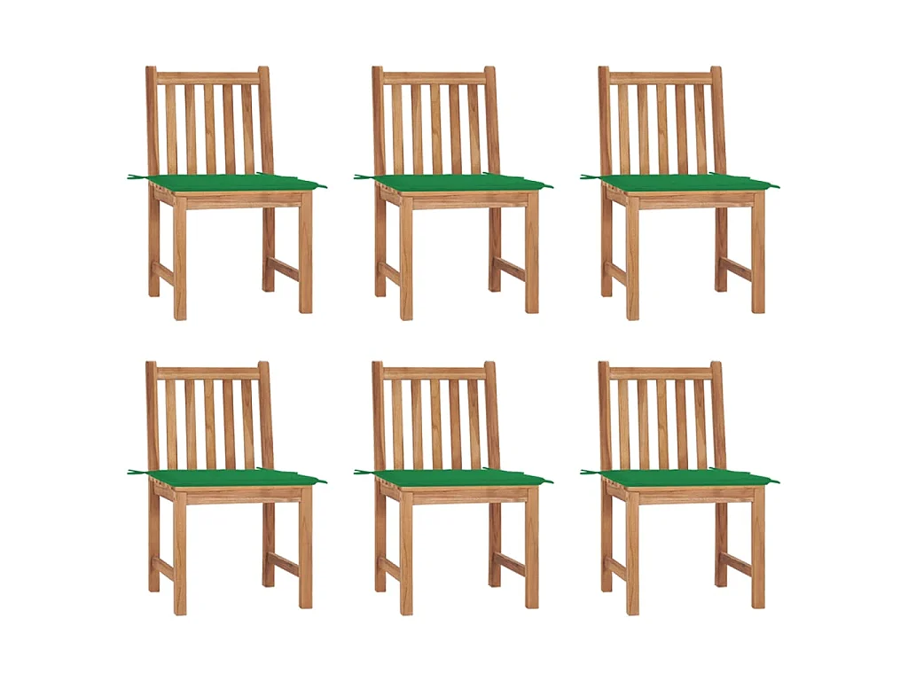 Chaises de jardin 6 pcs avec coussins Bois de teck massif 7