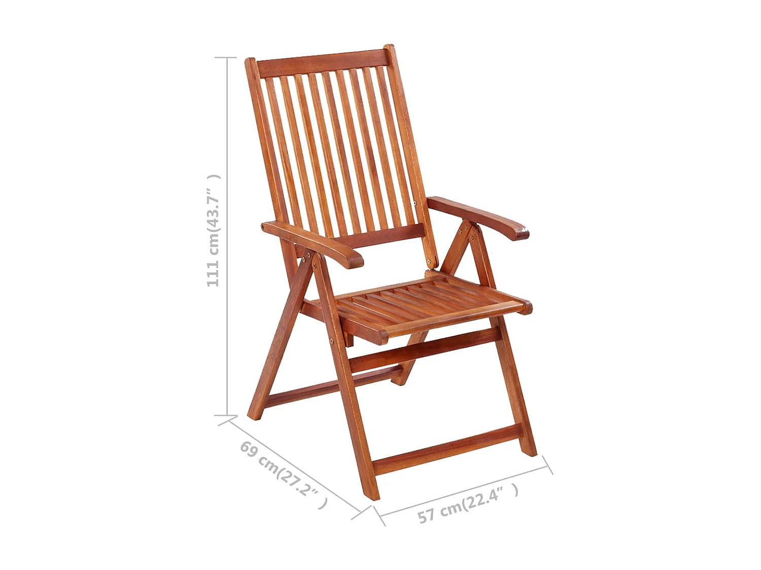 Chaises pliables de jardin 3 pcs Bois d'acacia solide